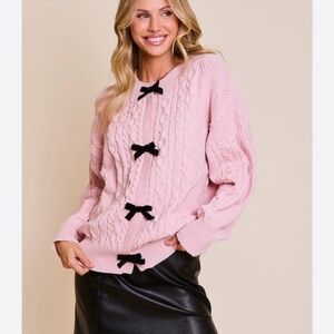 JUPE NYC pink cardigan with bows